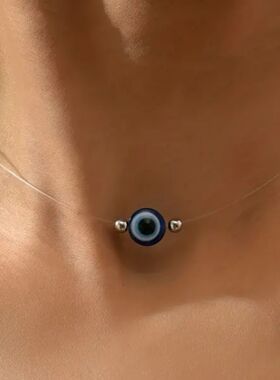 希音跨境爆款恶魔之眼简易项链锁骨链女冷淡百搭项链新款小众配饰