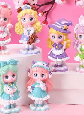 ins少女心追光少女盲盒二次元 创意卡通树脂工艺品摆件 学生礼物