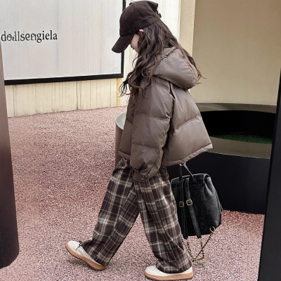 女童免洗羽绒服冬季2025新款洋气中大童白鸭绒冬装加厚短款外套潮