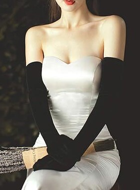 跨境女士超长70cm天鹅绒手套肩长弹性1920 Flapper Opera派对晚会