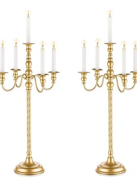 跨境欧式轻奢餐桌蜡烛台婚礼装饰多头烛杯浪漫烛光晚餐铁艺蜡烛架