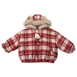 女小童加绒格子外套秋冬款女加厚棉衣冬装儿童卡通保暖夹克潮P110，童装外套，祺妙童装