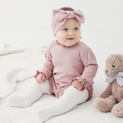 荷叶领长袖全棉三角哈衣爬服