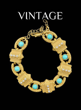 法式复古金高级感品质绿松石手链