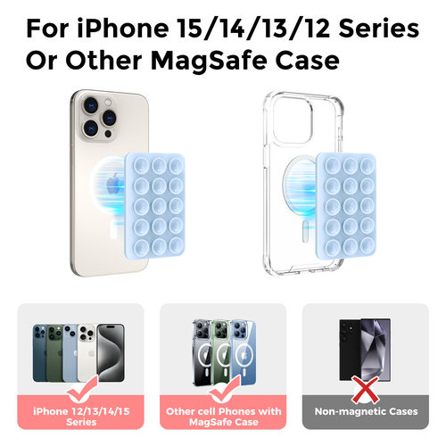 适用于苹果手机硅胶支架吸附镜贴玻璃贴Magsafe磁吸吸盘硅胶支架