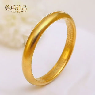 实心大悲咒手镯古法心经传承18k金色古法素圈久不掉色仿真沙金手