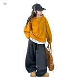 女童卫衣加绒套装2025年秋冬新款中大童半拉链套头衫阔腿裤两件套，童装休闲套装，祺儿童装