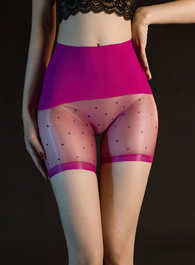 1D超薄极光波点全透明情趣露臀360无缝裆平角内裤性感诱惑女款