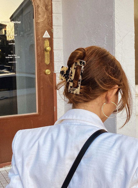 朵薇饰品13cm韩版超大号方形抓夹盘发发抓马尾夹简约气质少女发夹