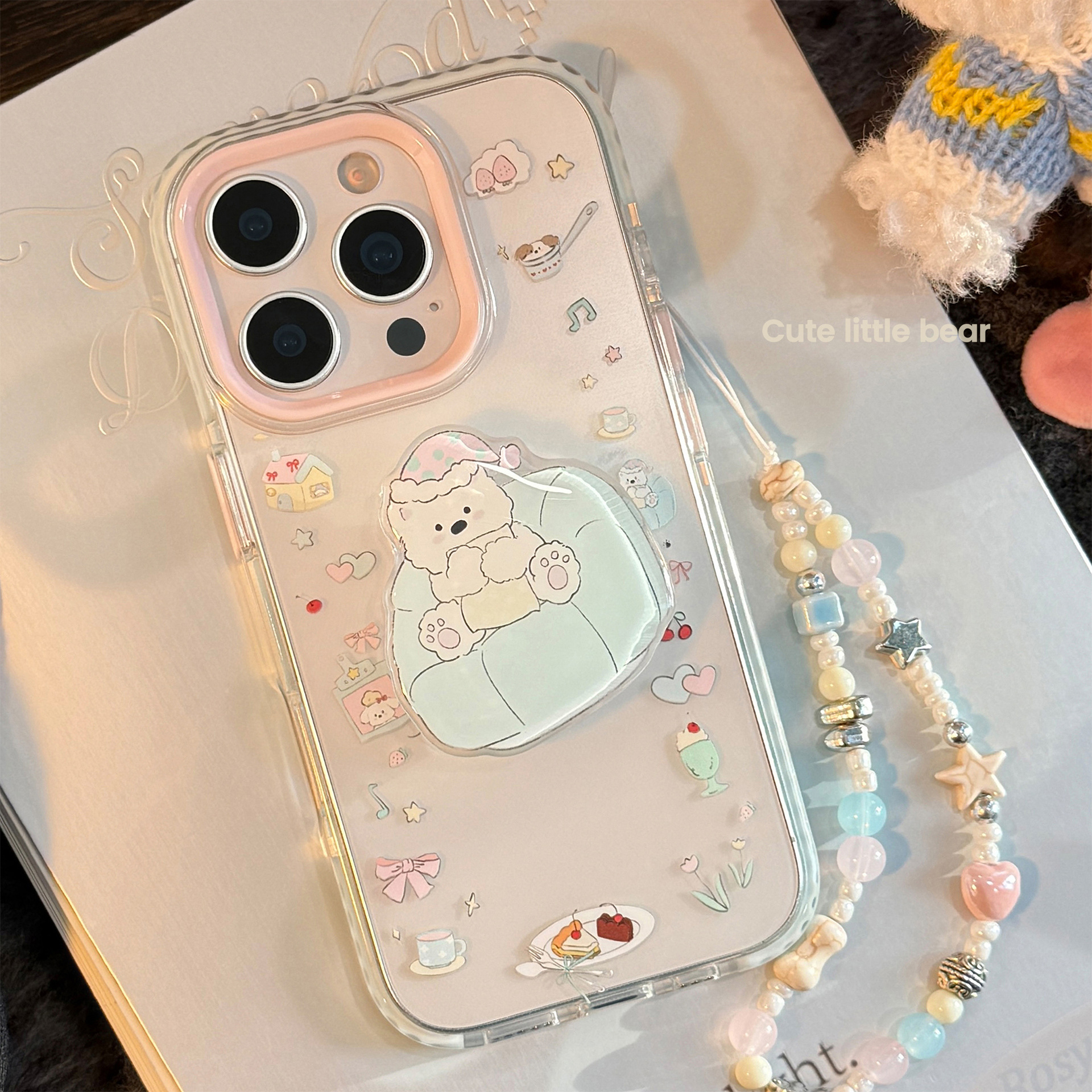 AceCase睡帽小狗支架iPhone16promax苹果17手机壳15适用14透明卡通13挂链12可爱11