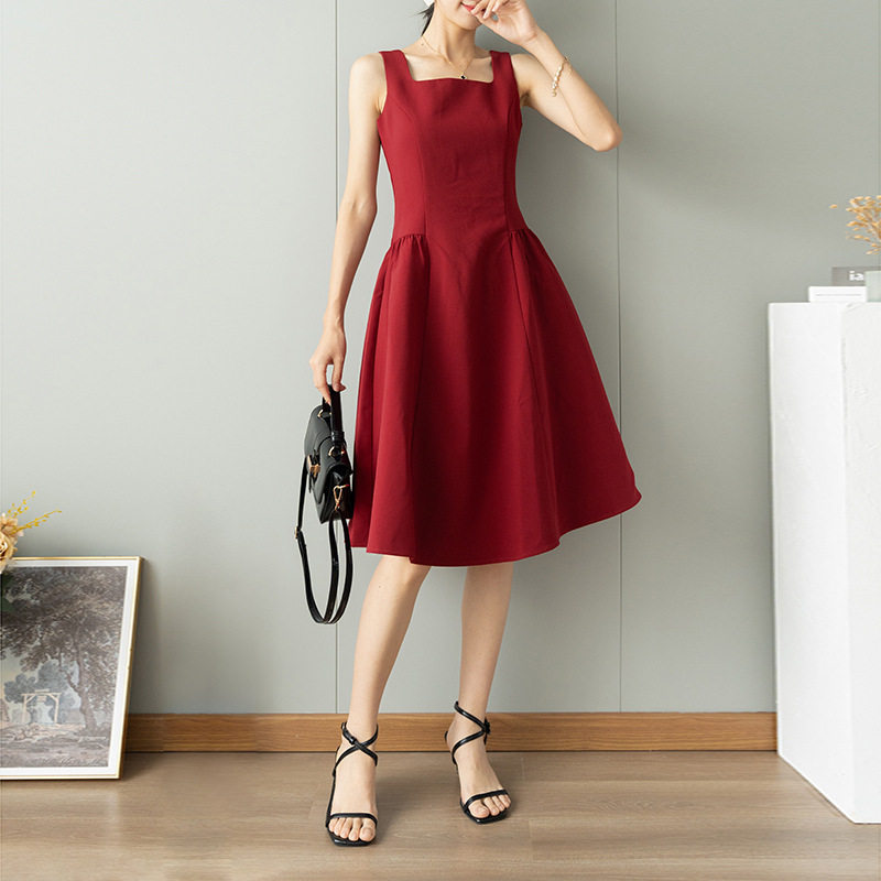 敬酒服红色修身小礼服连衣裙2024年夏季新款订婚连衣裙小个子女装