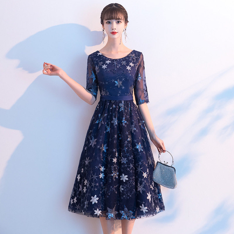 端晚礼服女2025新款宴会气质贵连衣裙平时可穿轻奢蓝色中长款