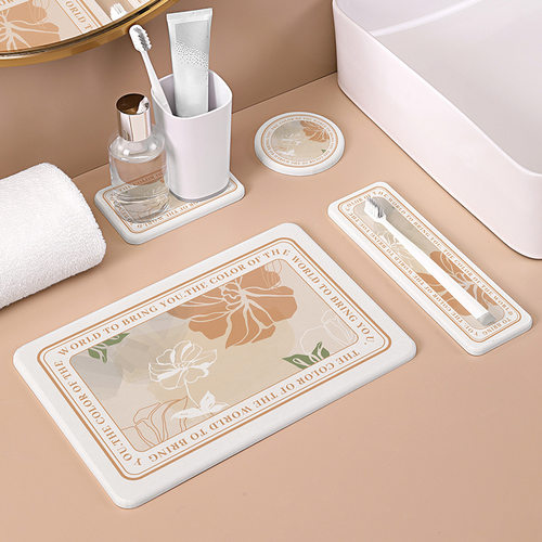 法式硅藻泥印花杯垫洗漱垫