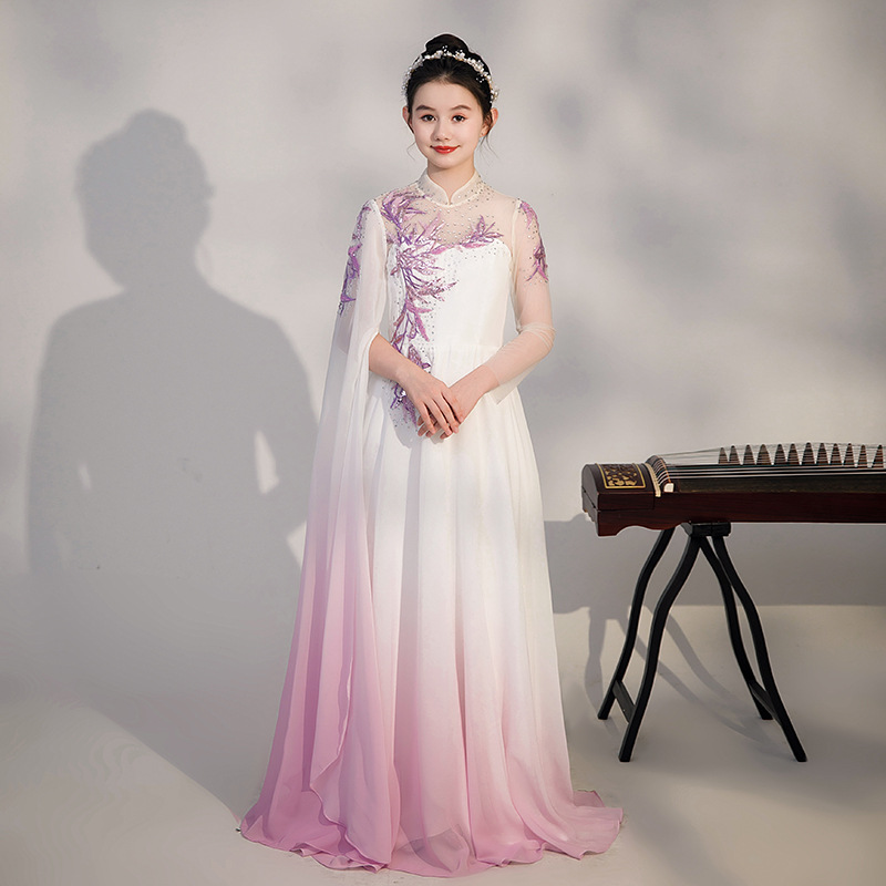 儿童古筝专业演出服2025夏季大童端中国风中学生艺考舞台表演服