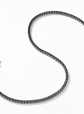 钻石之乡商丘人工钻石S925银黑色项链轻奢潮流简约气质群镶嵌