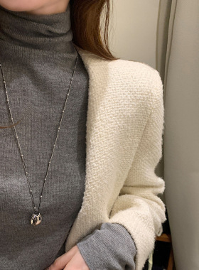 Double Layer Yarn Chain Round Pendant Necklace for Women