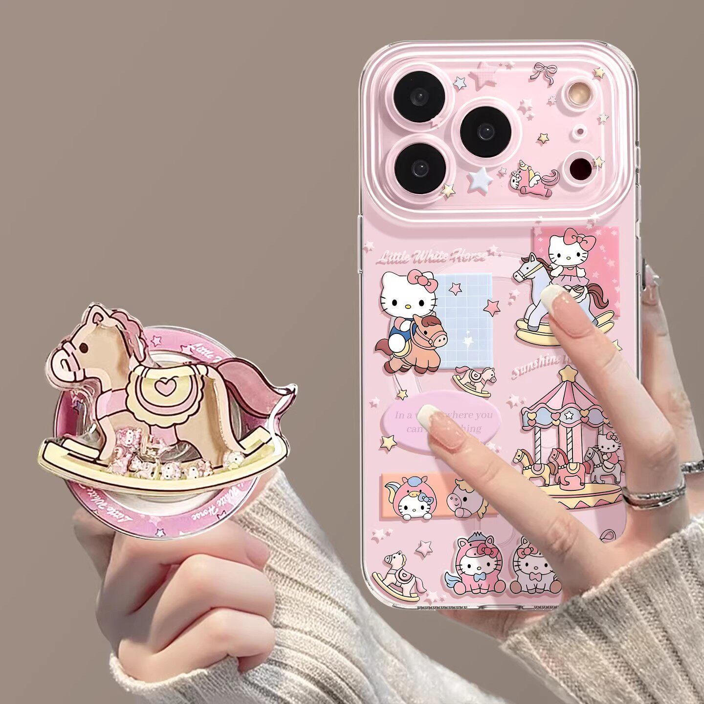 U记多款木马猫咪磁吸壳适用苹果16pro带支架17Air女生15plus可爱iPhone14promax13卡通12pro粉色11新款手机壳