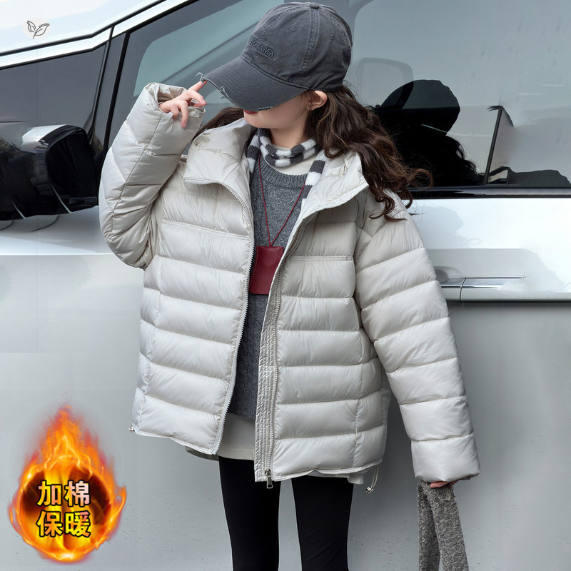 女童夹棉加厚棉服2025年冬季新款中大儿童休闲短款棉衣冬装面包服，童装棉衣，祺儿童装