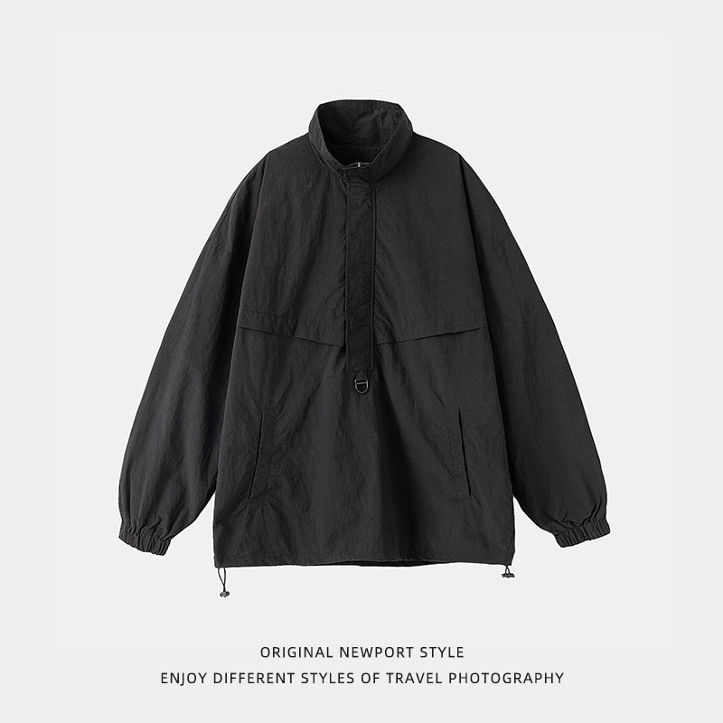 外套秋季新款肌理微皱半拉链情侣宽松夹克可二开BL6018-P60控88，男装夹克，电商A362