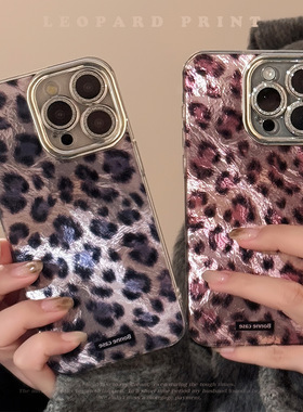 镜头膜cartoon leopard print case适用iphone 11 12 13 14 15 16 plus 17 pro max