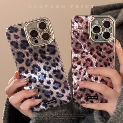 镜头膜cartoon leopard print case适用iphone 11 12 13 14 15 16 plus 17 pro max