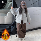 女童棉服外套2025年冬季新款中大童双面穿加厚夹克衫休闲连帽棉衣，童装棉衣，祺儿童装