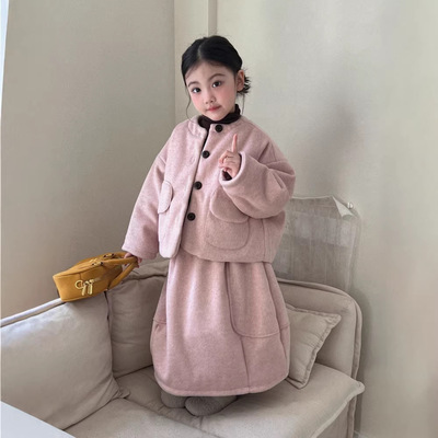 呢子外套半身裙两件套韩系