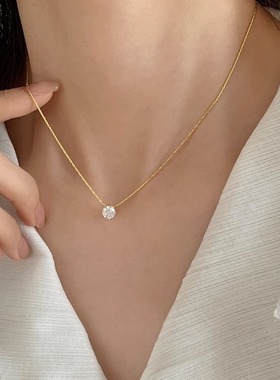 锆石项链迷你小圆钻吊坠项链女轻奢感小众设计清新锁骨链新款