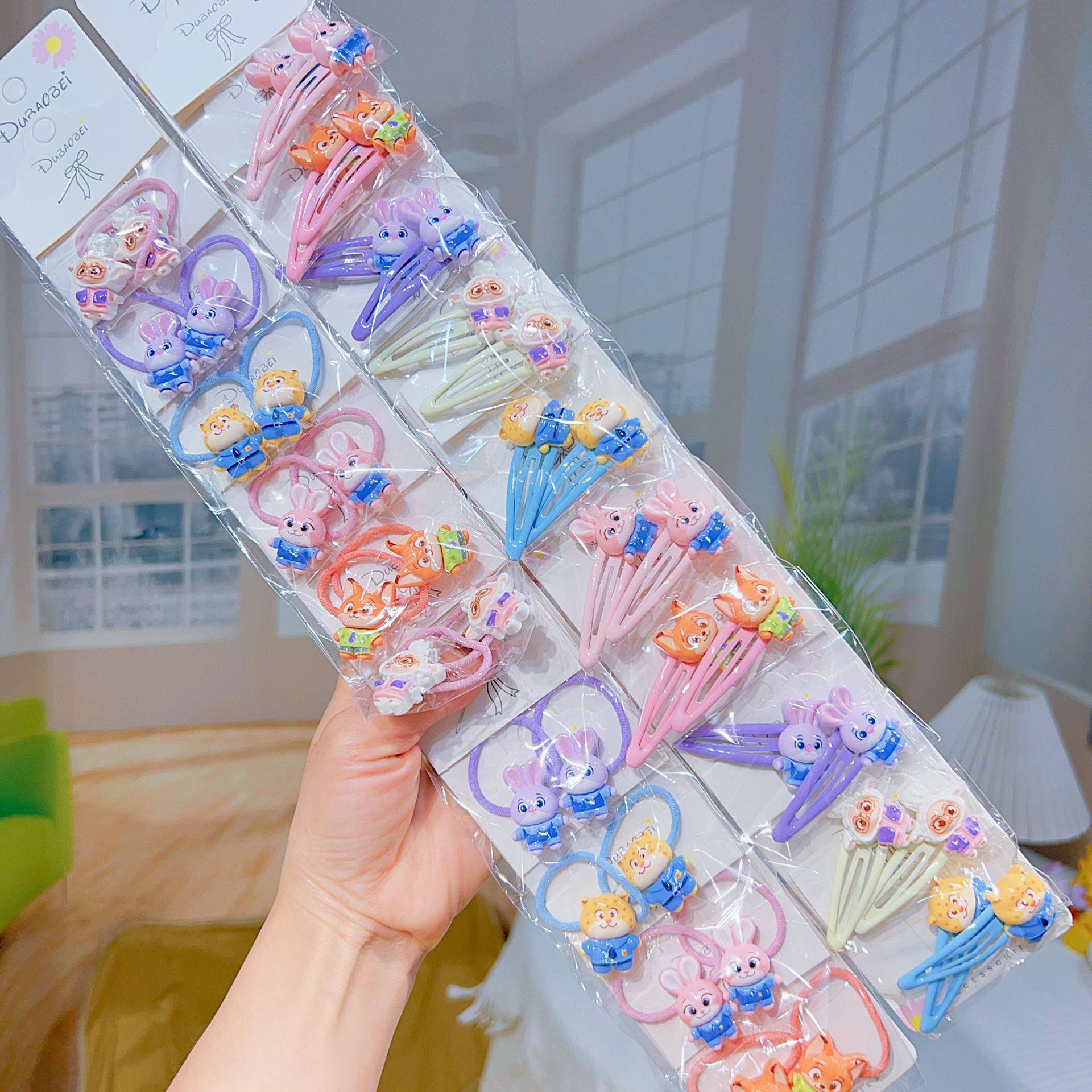 10对装可爱动物城小发圈卡通BB夹韩版儿童发绳发饰宝宝头绳不伤发