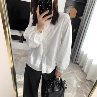 小翻领灯笼袖加绒衬衫2025冬季气质百搭通勤上班衬衣新款