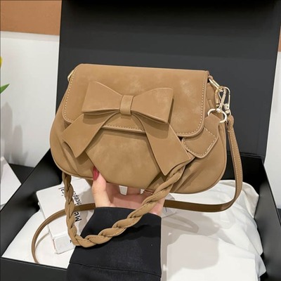 蝴蝶结单肩包复古斜挎包高级感