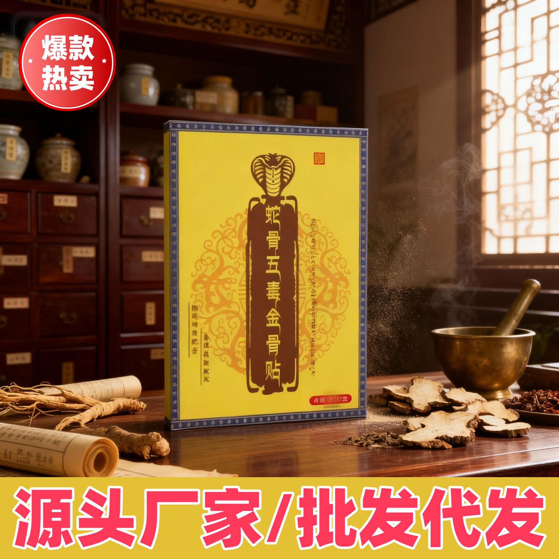 抖音热卖蛇骨五毒金骨贴透骨贴艾灸贴颈椎腰椎关节贴疼痛膏贴