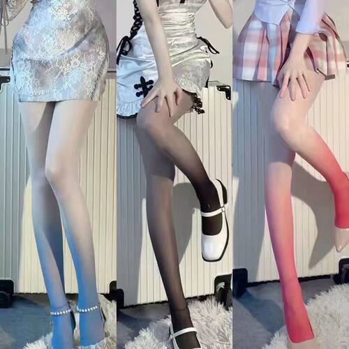 女士时尚渐变色天鹅绒80D连裤袜丝袜显瘦纯欲风彩色防勾丝打底裤