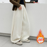 女童灯芯绒阔腿裤2025年秋冬新款纯色休闲香蕉裤中大童弯刀裤长裤，童装裤子，祺儿童装