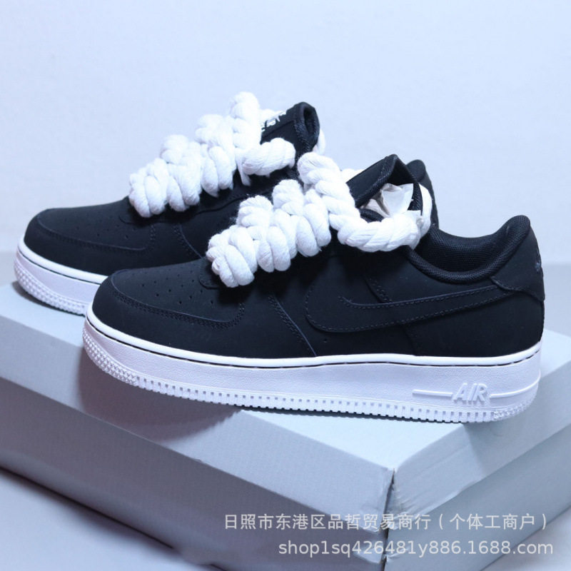 Cross-Border Wholesale Af1 Hemp Rope Sneakers with Thick Laces, Women's Sports Shoes, Air Force One Limited Edition Casu foto 3