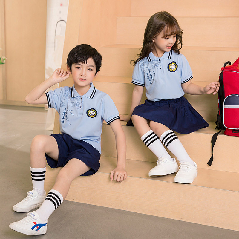 夏季新品幼儿园服棉T恤套装儿童运动班服中小学生毕业照校服5