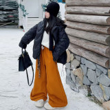黑色(棉袄)+橘色(裤子)