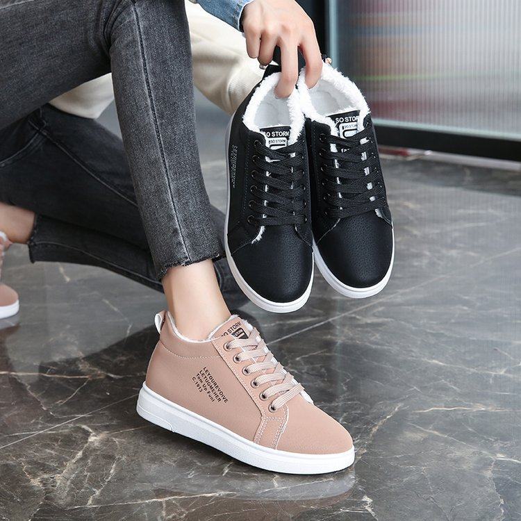 秋冬平底棉鞋学生休闲小白鞋