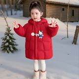 女小童连帽棉服冬装儿童外套2025新款洋气时髦女冬季保暖棉衣P110，童装棉衣，祺妙童装