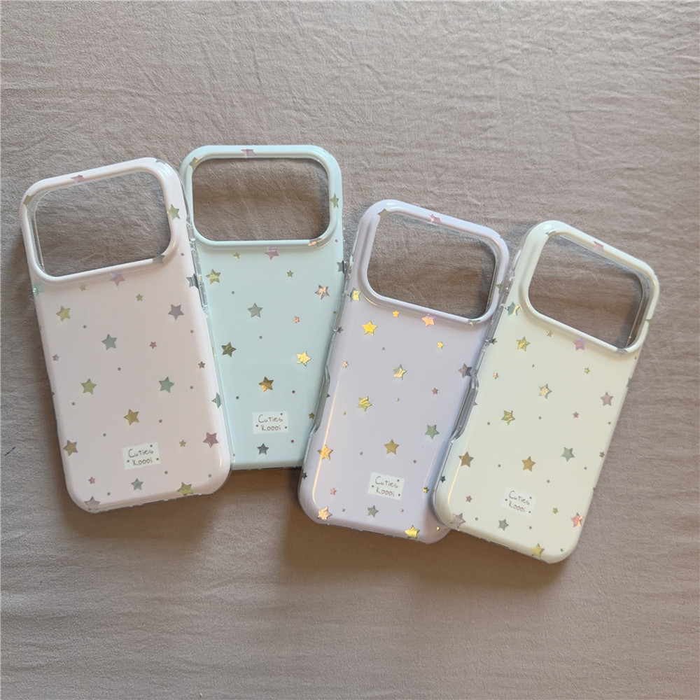 ins炫彩星星适用于苹果17ProMax手机壳iPhone16满屏五角星支架14