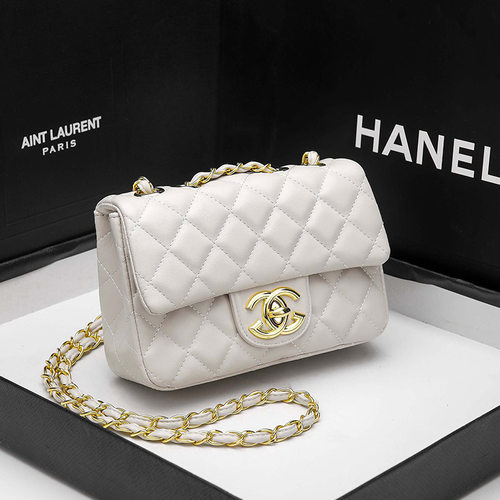 大牌轻奢小香风cf链条包包新款小方包菱格肩斜挎包女士真皮女包