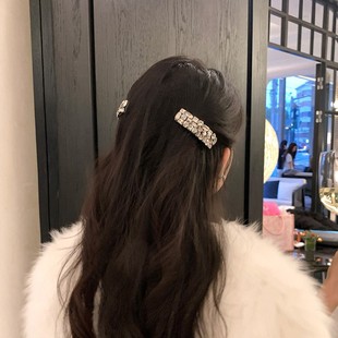 级感精致水钻防滑发梳女颅顶倒插梳侧边夹碎发刘海夹头饰发卡