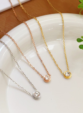 迷你钻钛钢项链女抖音爆款流行饰品首饰吊坠配饰锁骨链项饰18K