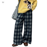 女童2025年冬季新款大格子加绒裤女大童复古百搭休闲保暖阔腿裤子，童装裤子，祺儿童装