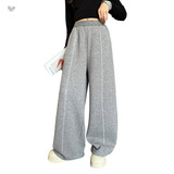 女童加绒毛呢裤2025年秋冬新款中大儿童纯色阔腿裤直筒裤休闲长裤，童装裤子，祺儿童装