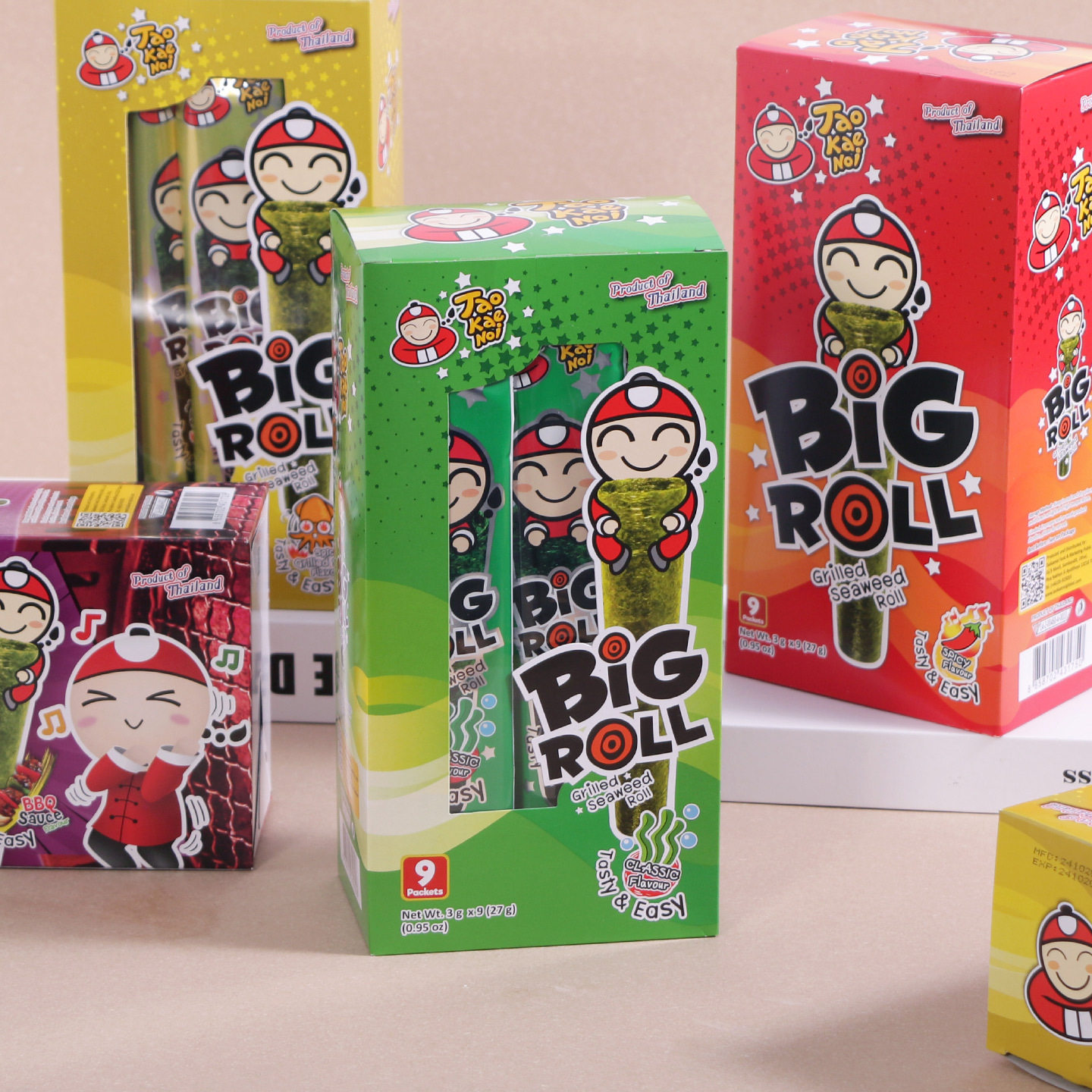 泰国进口零食老板仔紫菜即食海苔炸海苔卷办公室休闲解馋食品盒装