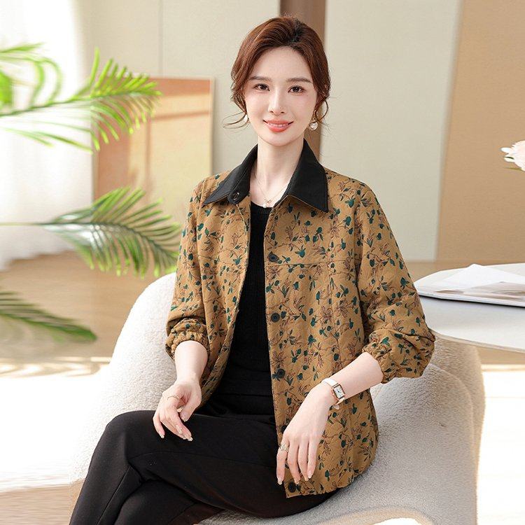 秋季新款妈妈春装休闲外套宽松夹克50岁中年妇女春秋洋气长袖开衫