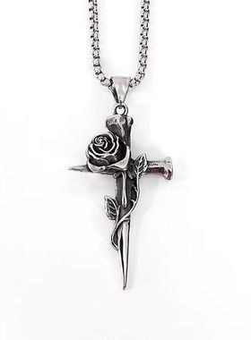 玫瑰十字架项链冷淡风长款网红设计感轻奢小众吊坠挂饰毛衣链