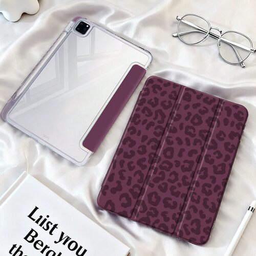 Purple Leopard Print iPad Case with Pencil 适用 iPad 11 Air 6 7 8 10.2 Inch Pro 11 Protective Cover