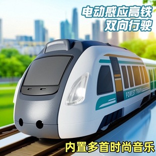 宝宝玩具车小火车带灯光音乐语音报站卡通电动高铁玩具 2025新款